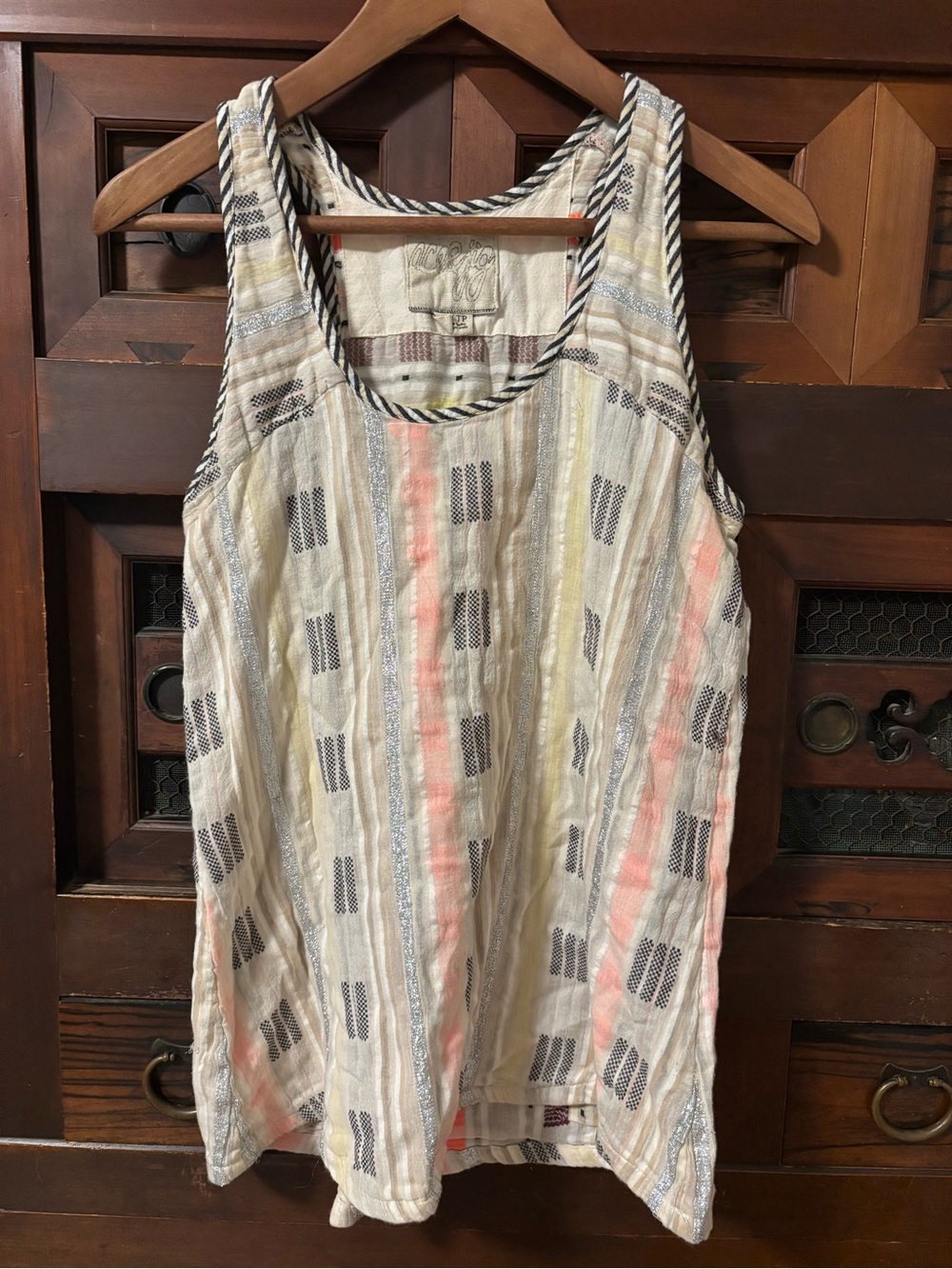 Ace & Jig Cream Tank Top with Coral and Yellow Stripes